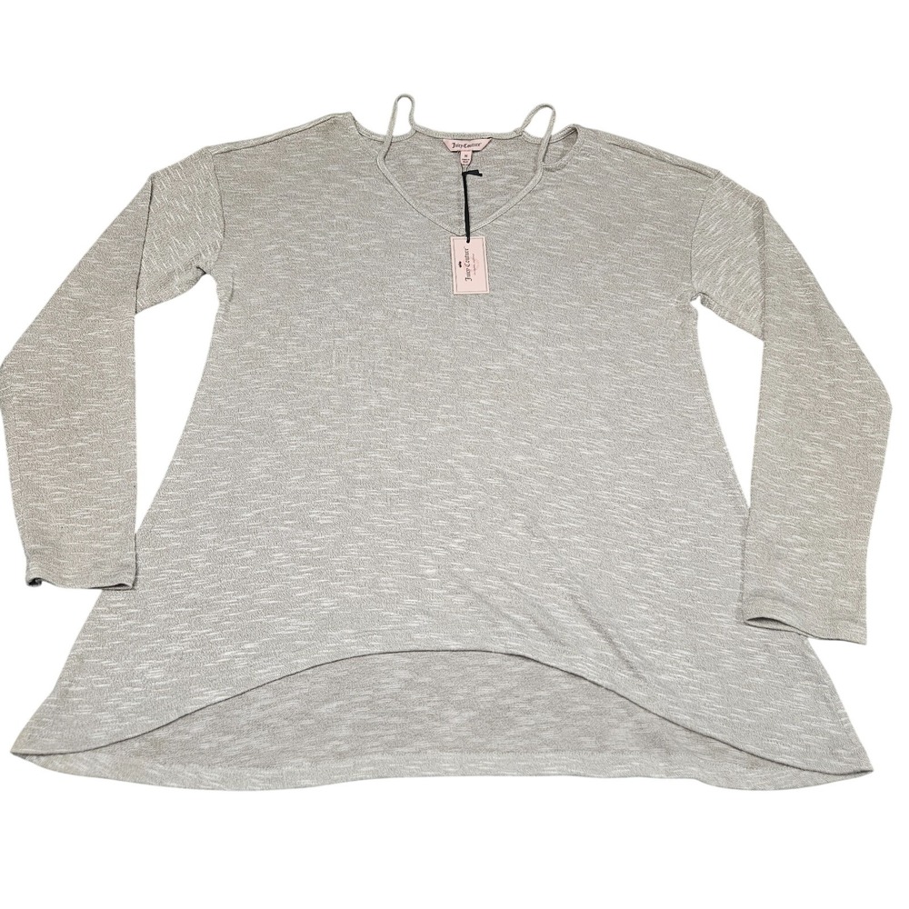 Juicy Couture Tunic Top Womens Medium Gray High Low Hem Soft Girl Minimalist